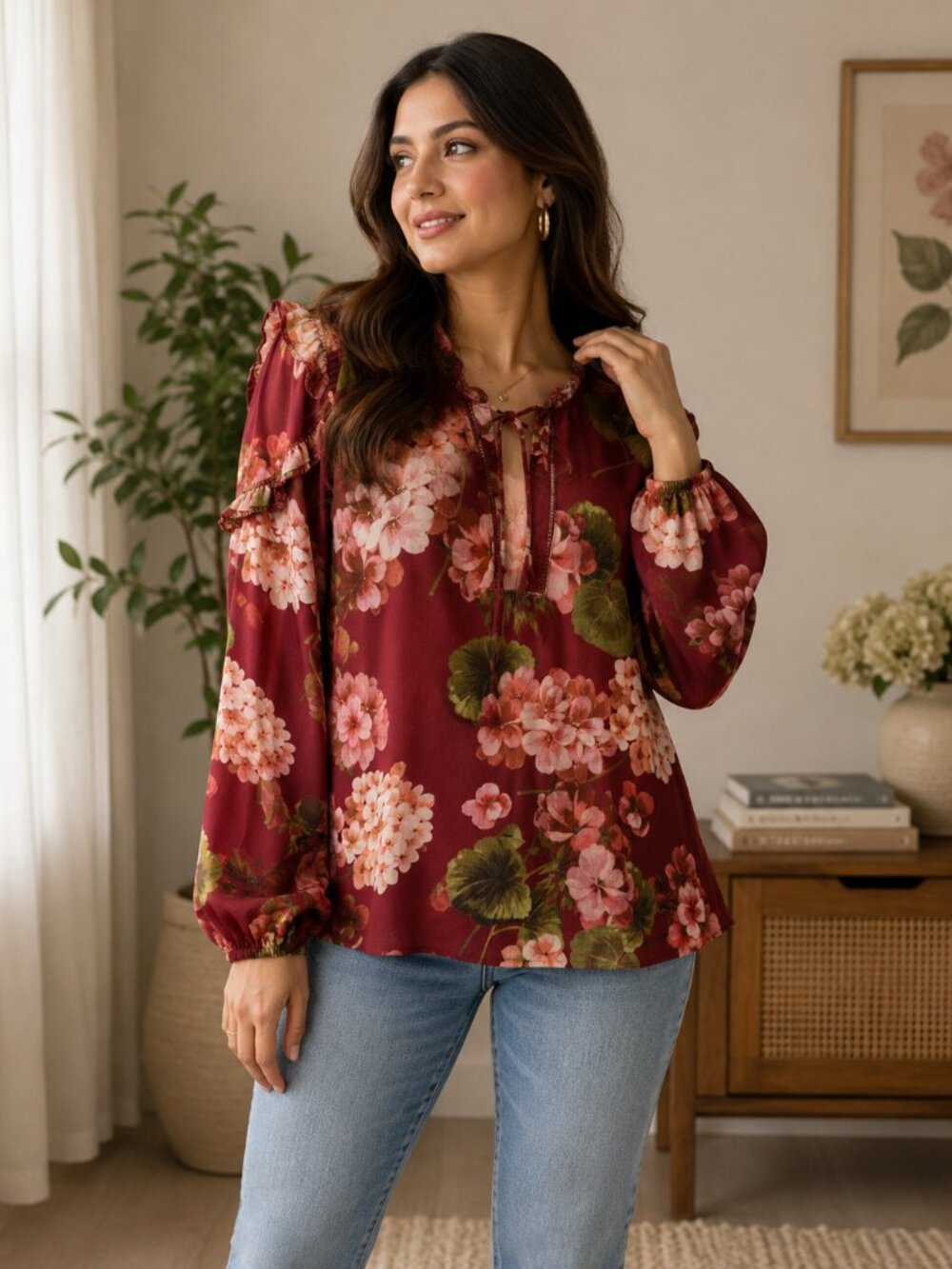 Buffalo David Bitton Floral Blouse NWT Size S